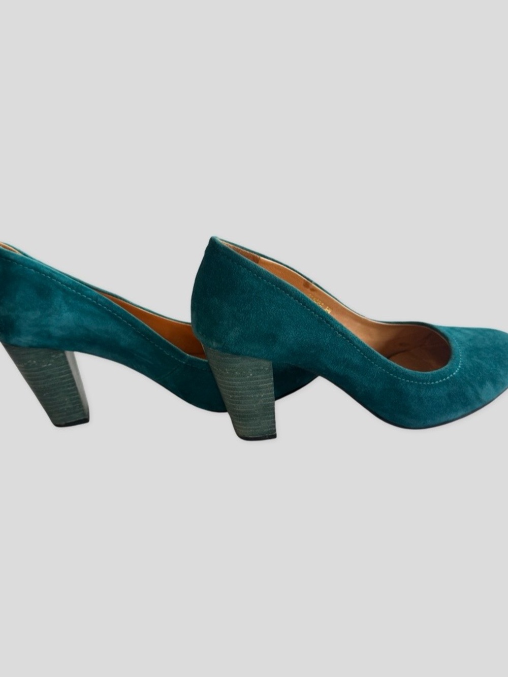 Women's Teal Suede Heels - Classic Rounded Toe